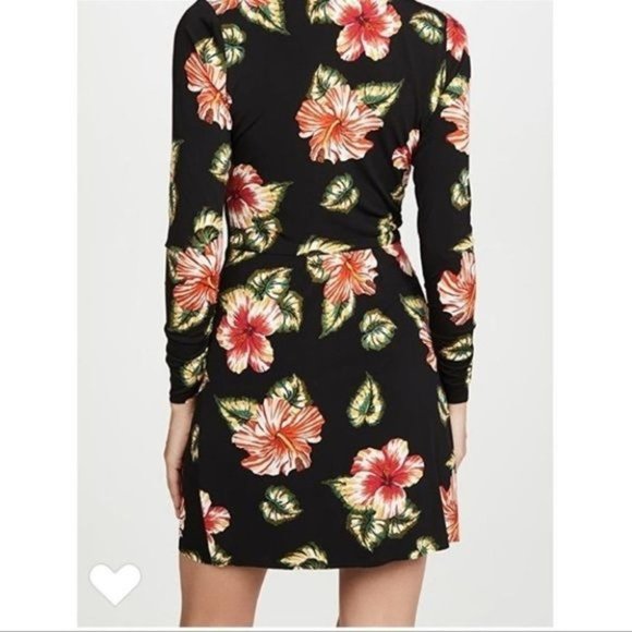 LE SUPERBE V Neck Floral Long Sleeve BODY CON Sexy Mini Dress - Picture 4 of 16